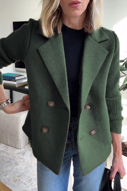Amara - Elegant Knit-Sleeve Blazer