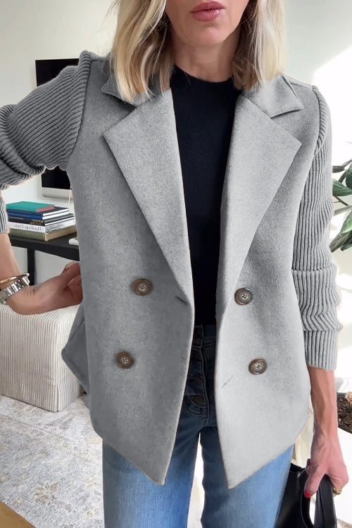 Amara - Elegant Knit-Sleeve Blazer