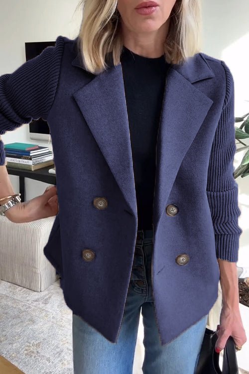 Amara - Elegant Knit-Sleeve Blazer