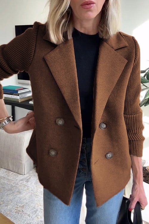 Amara - Elegant Knit-Sleeve Blazer