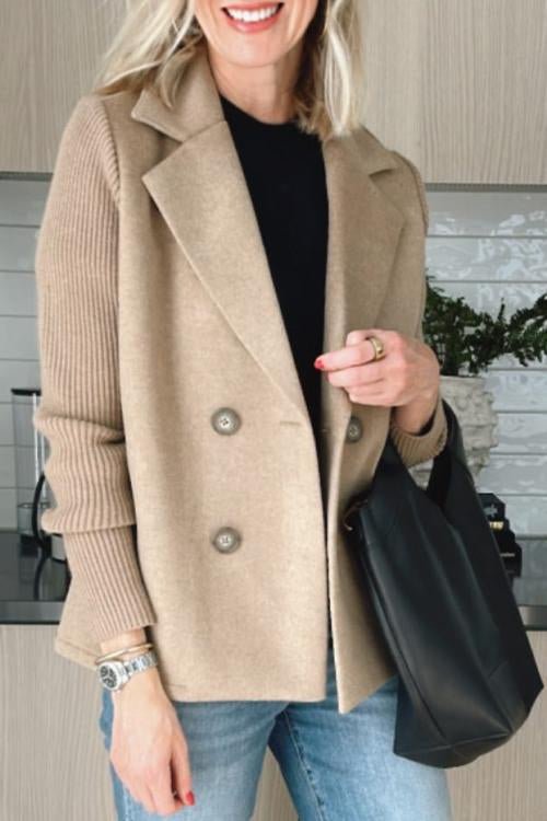 Amara - Elegant Knit-Sleeve Blazer