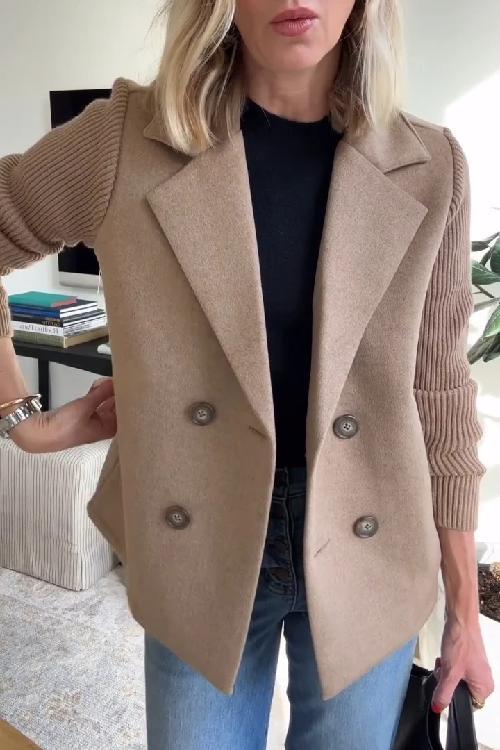 Amara - Elegant Knit-Sleeve Blazer