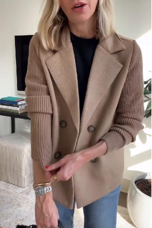 Amara - Elegant Knit-Sleeve Blazer