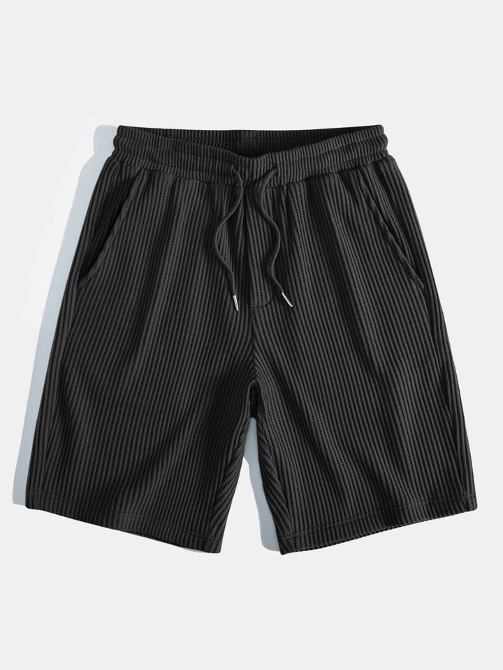 Drawstring Knitted Waffle Shorts