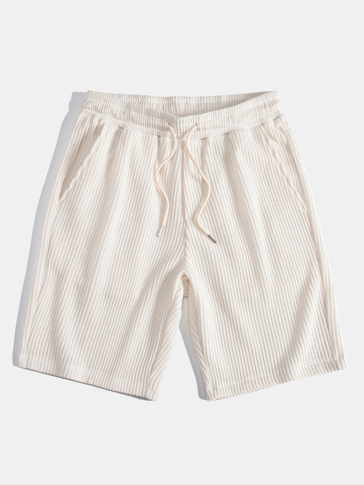 Drawstring Knitted Waffle Shorts